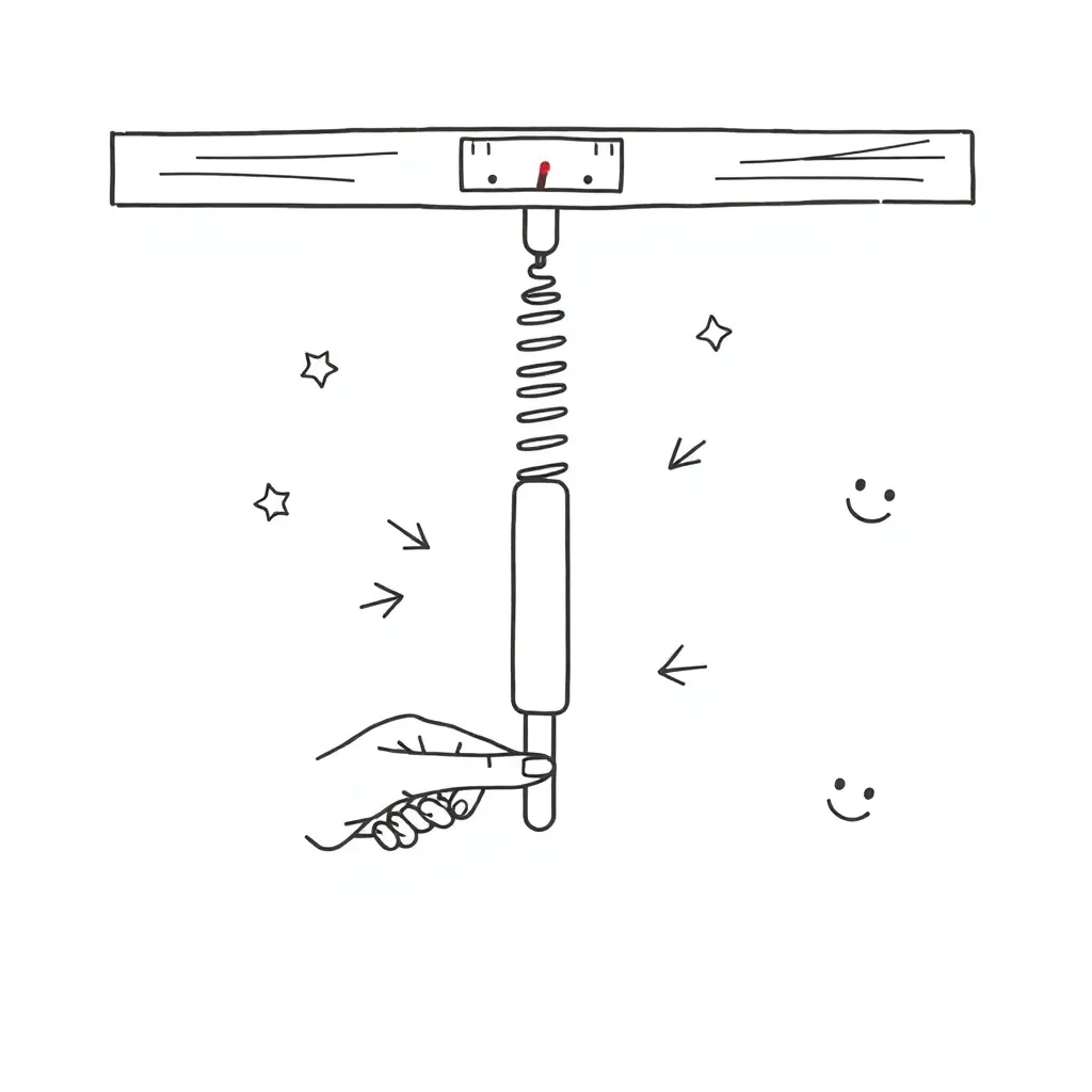 Spring scale measuring force on popsicle stick