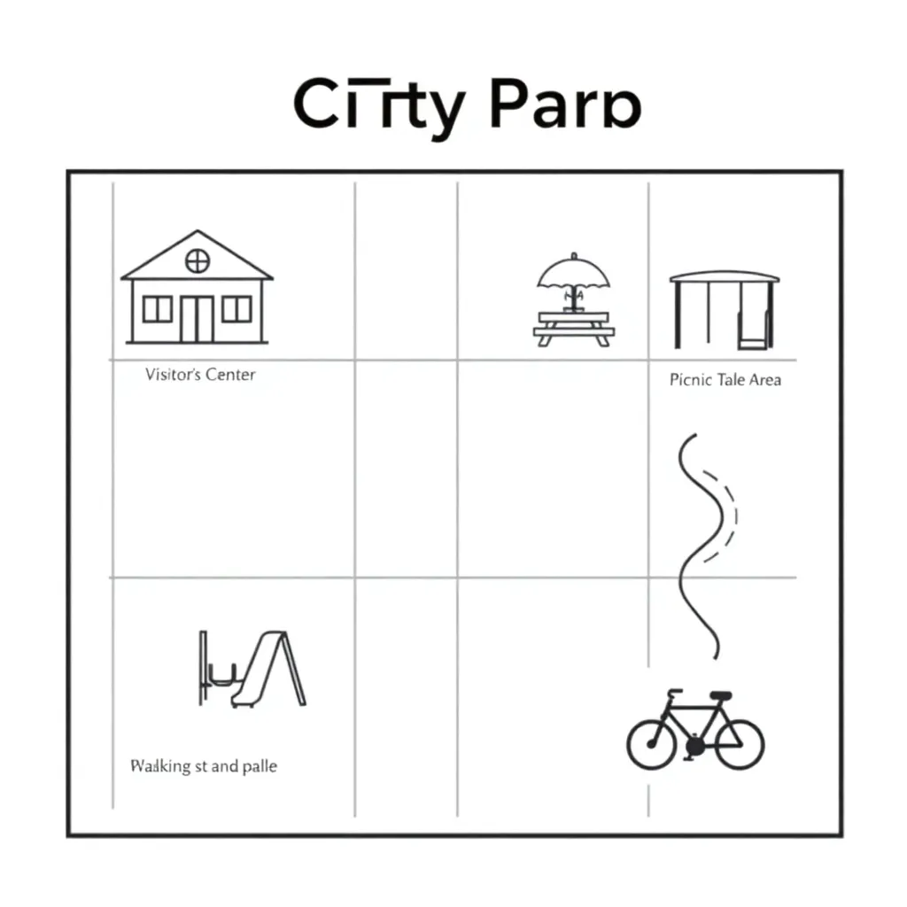 City park grid map illustration