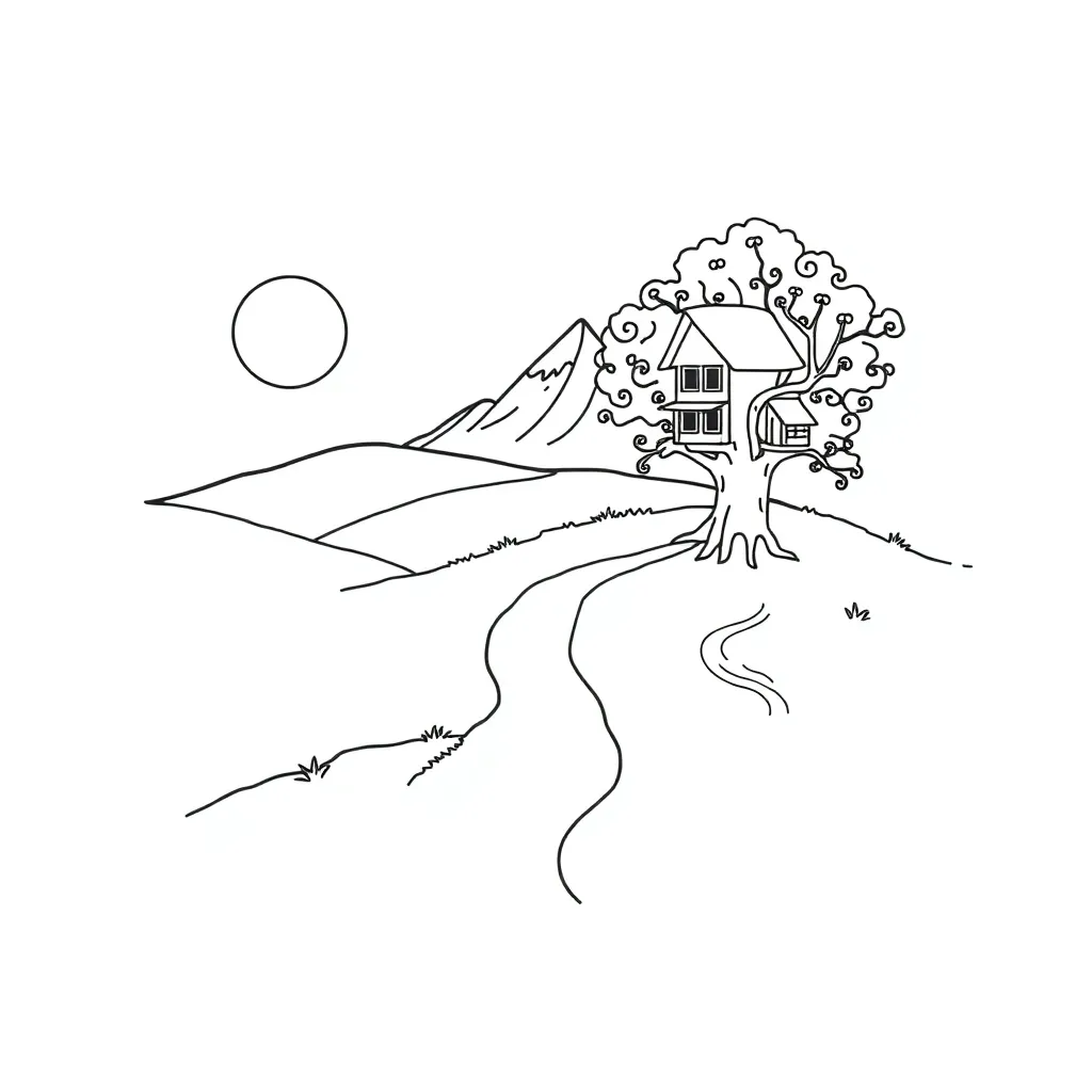 Fantasy dragon and castle illustration