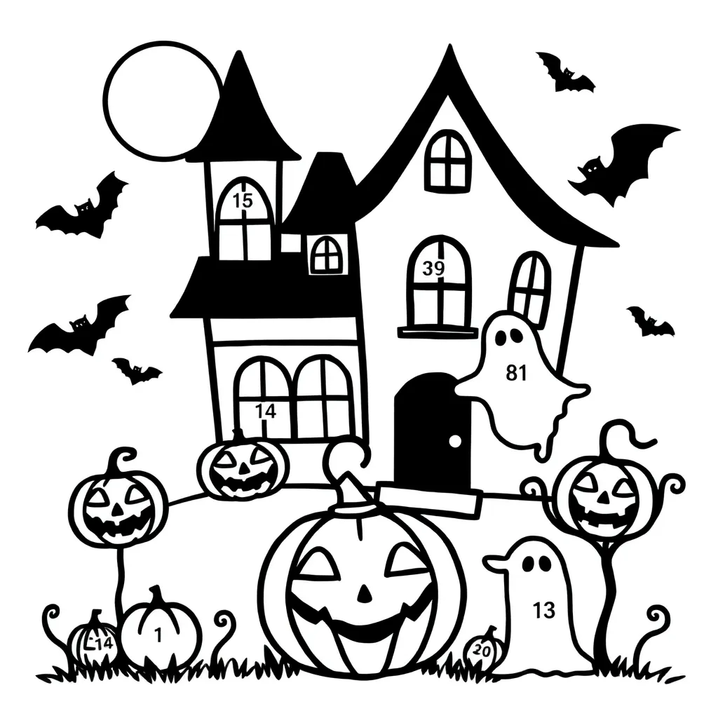 Halloween pumpkin with math symbols