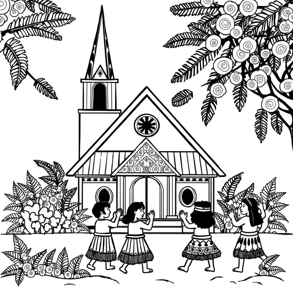 Children celebrating White Sunday in traditional white clothing