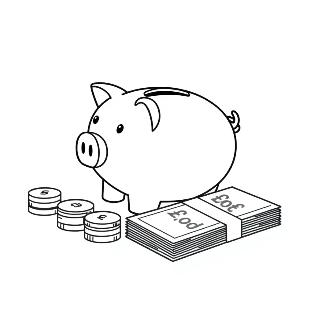 UK coins and notes illustration