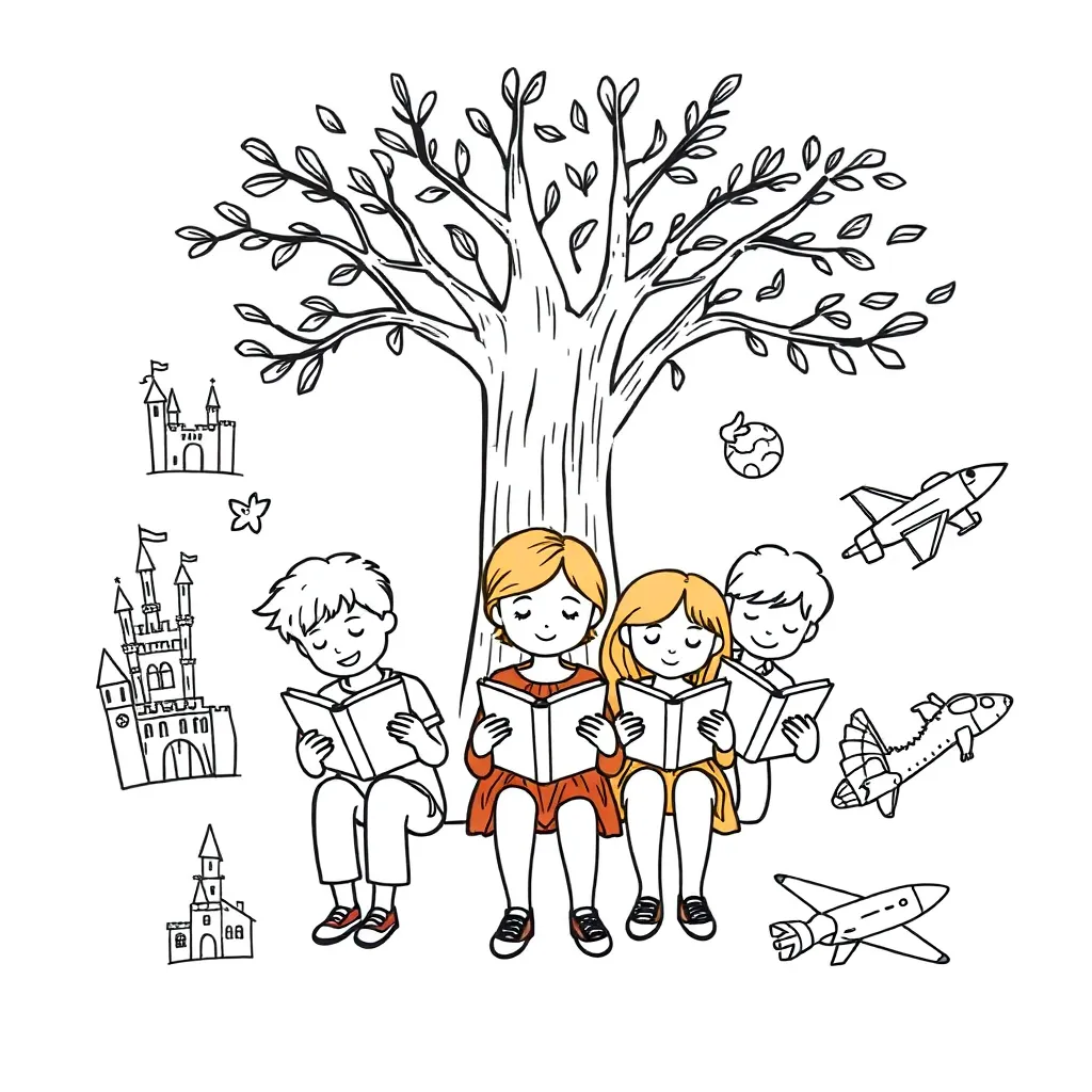 Children reading together
