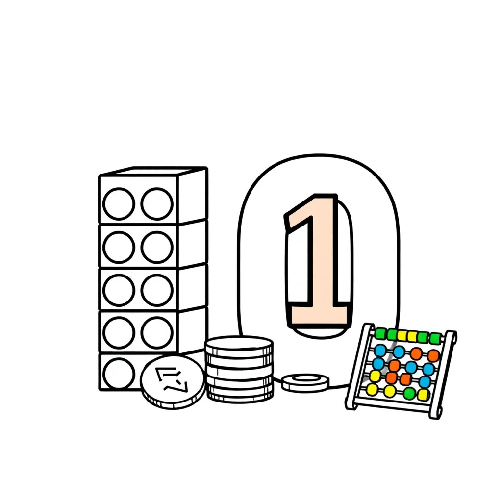 Place value blocks showing tens and ones