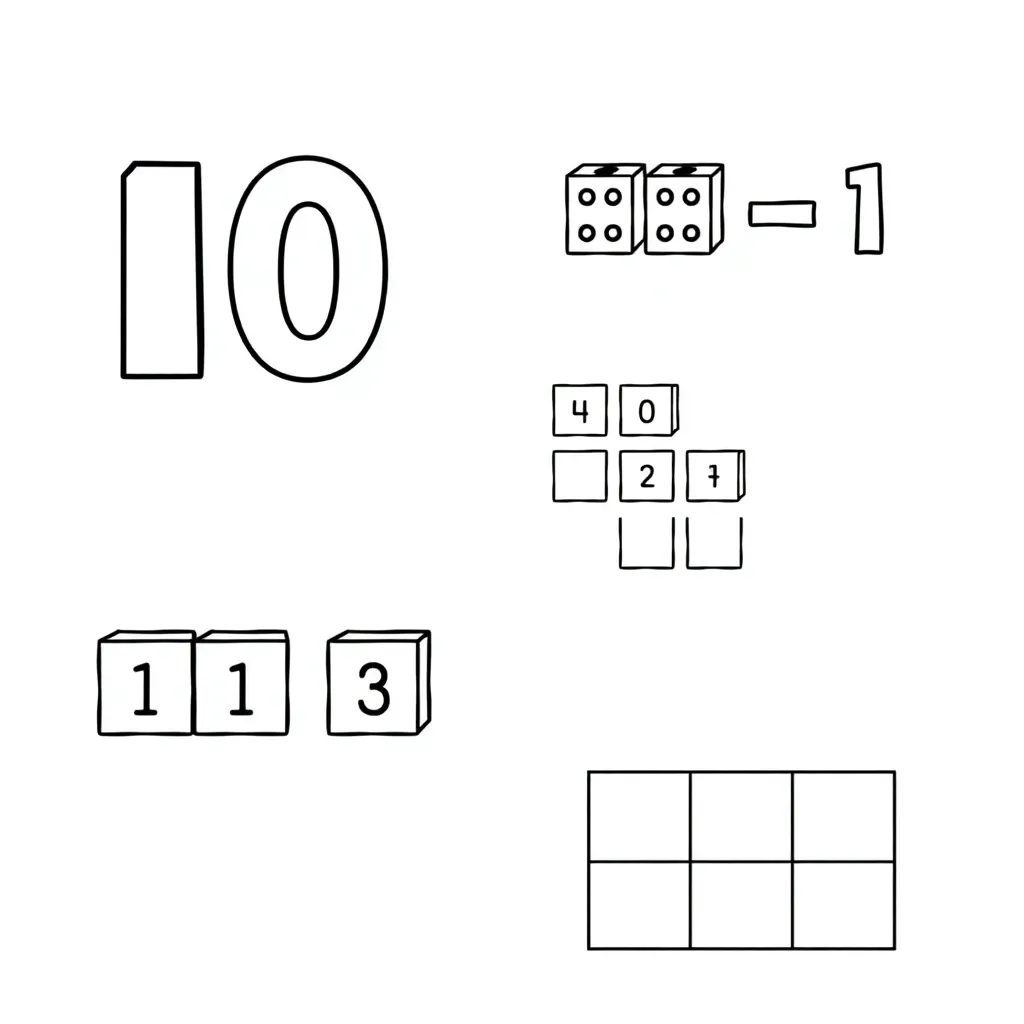 Base-ten blocks and place value chart