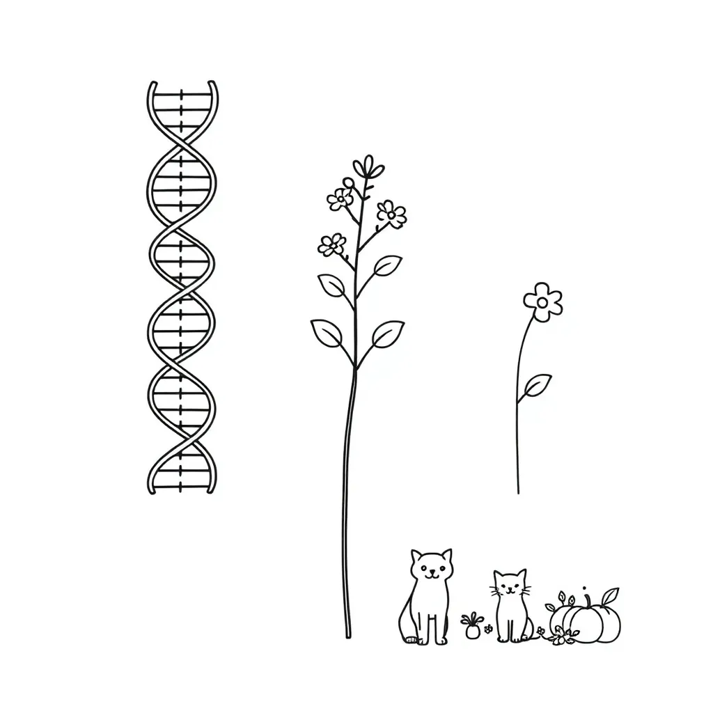 DNA double helix and genetic inheritance illustration