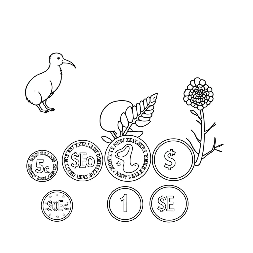 New Zealand coins illustration