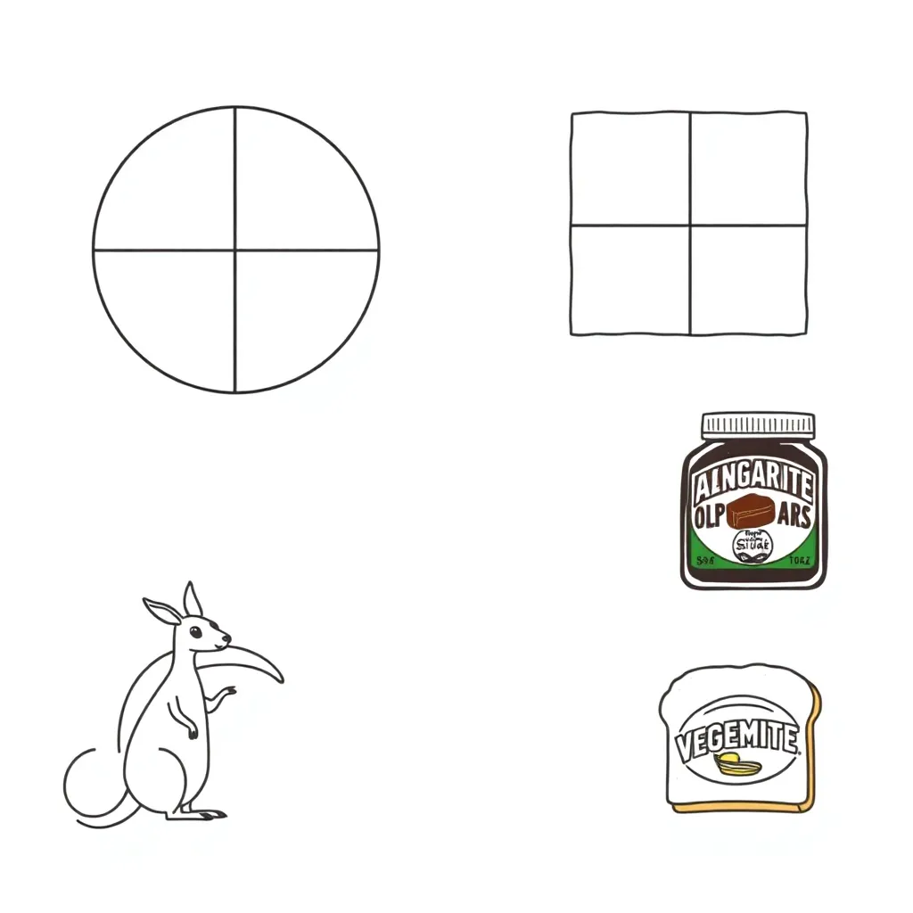 Halves and quarters illustration