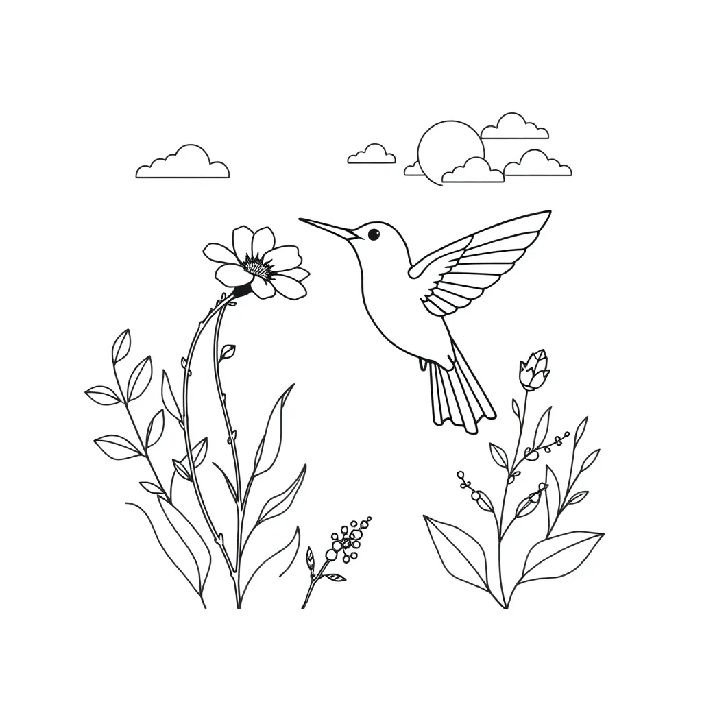 Colorful hummingbird illustration