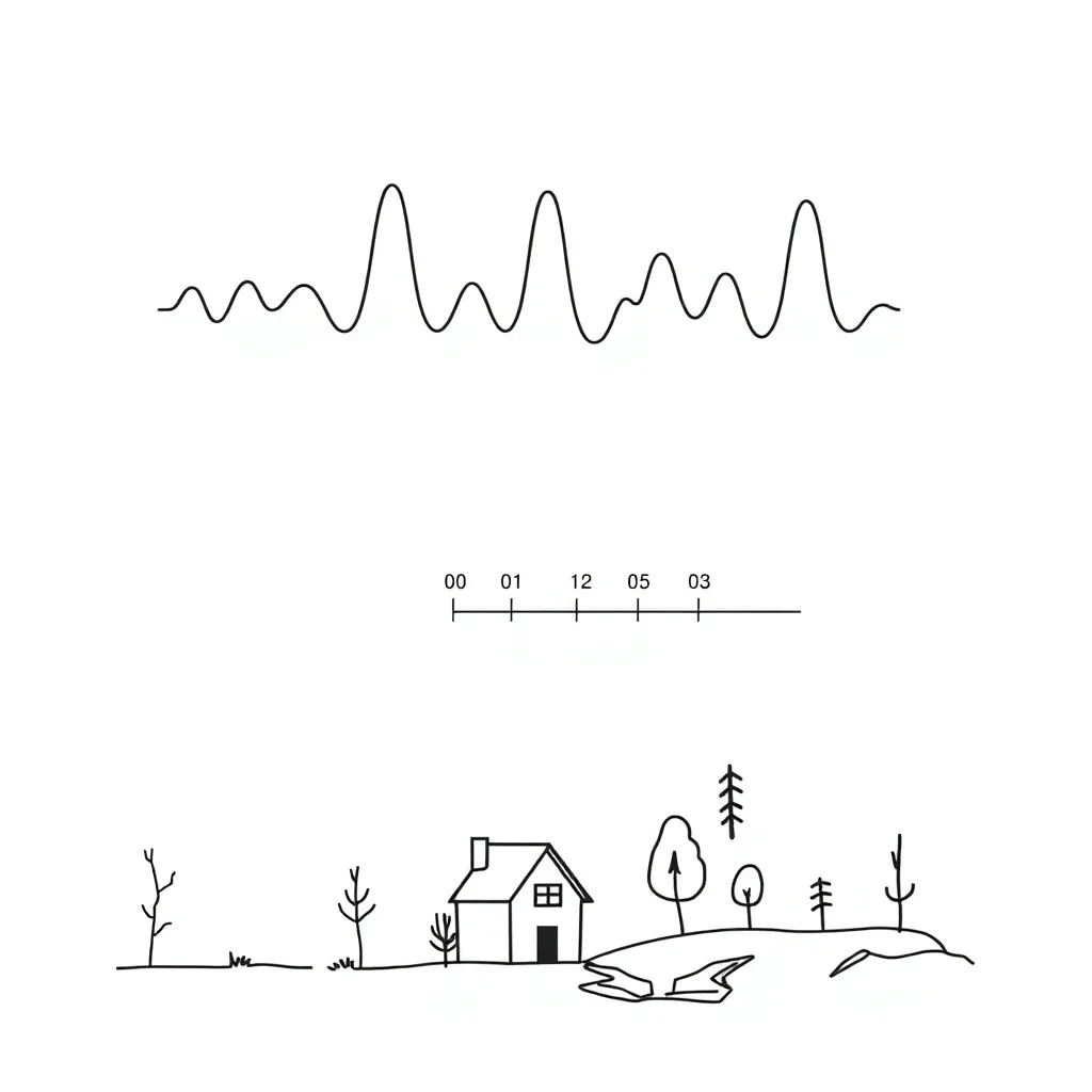 Seismograph and earthquake waves illustration