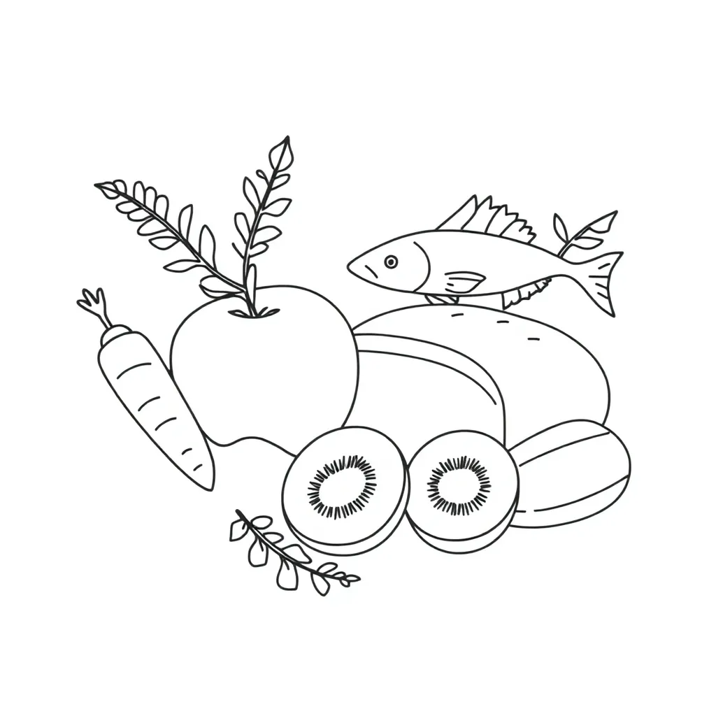 Nutrition and healthy foods illustration