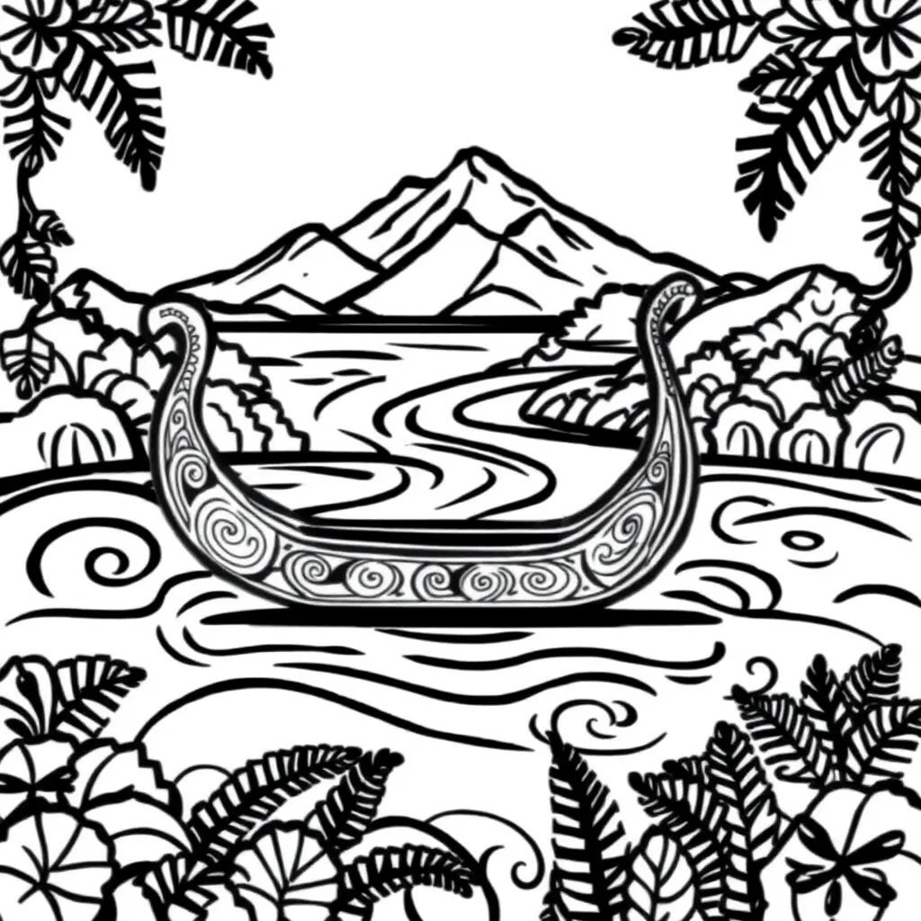 Traditional Māori wharenui illustration