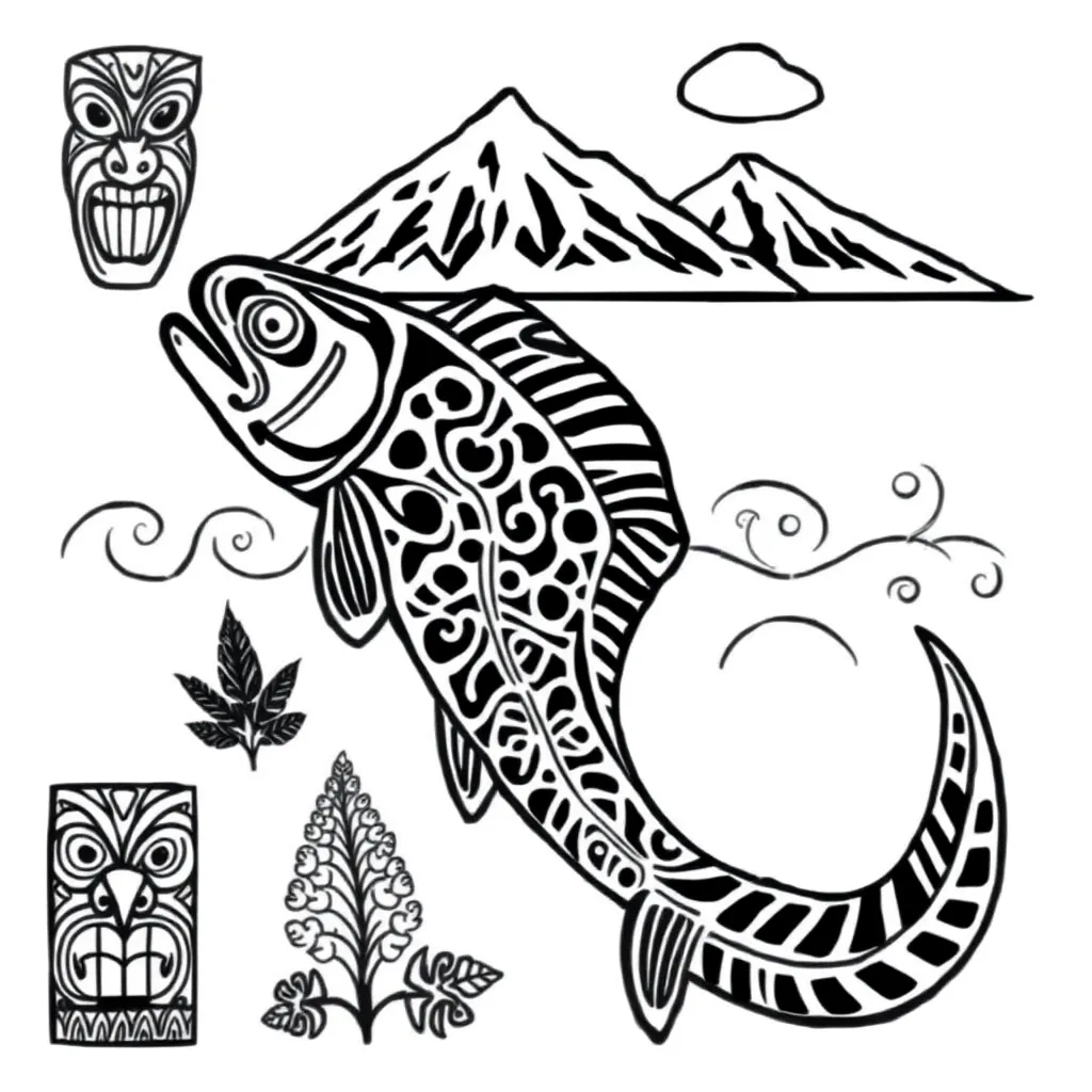 Maui fishing illustration