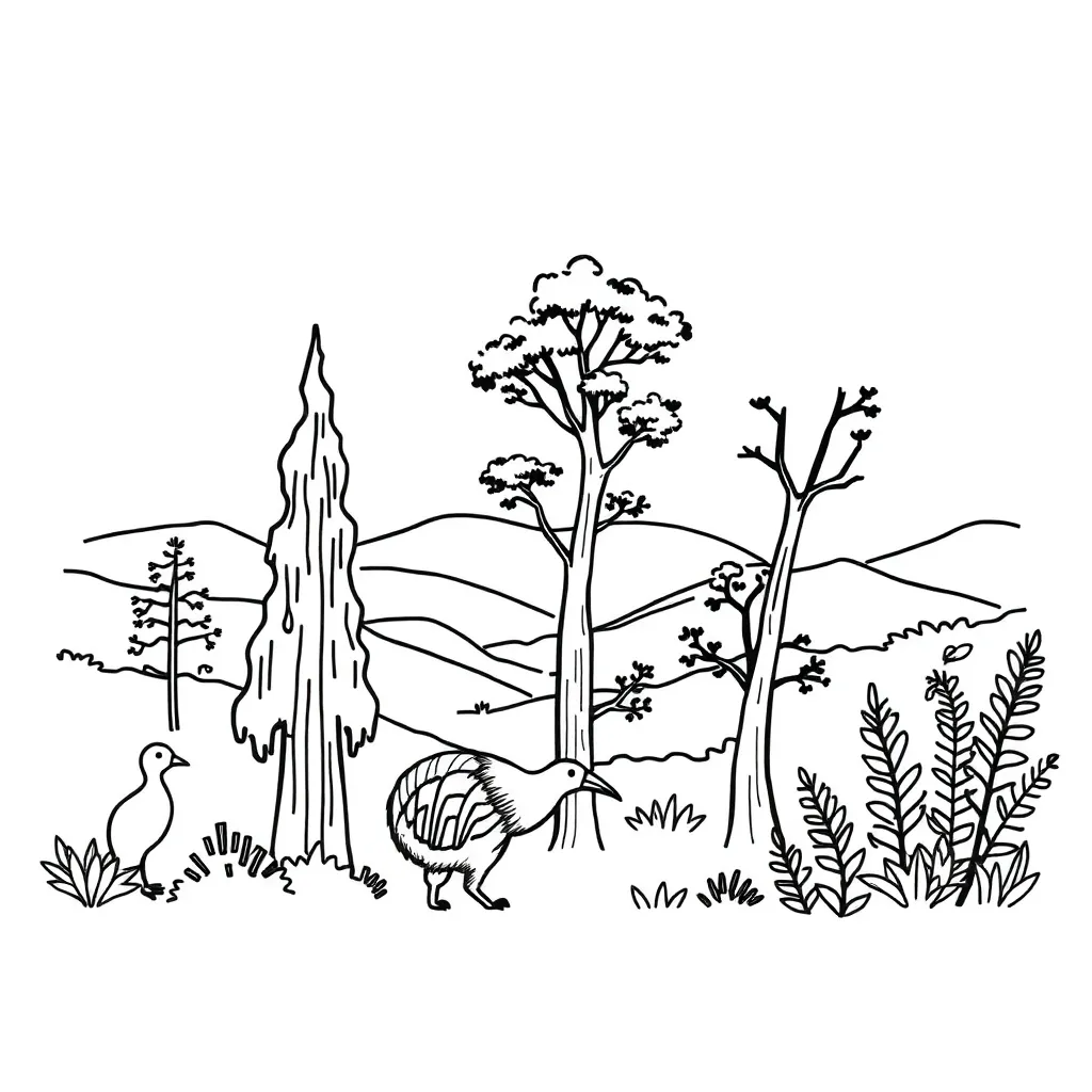 Pine forest with data charts