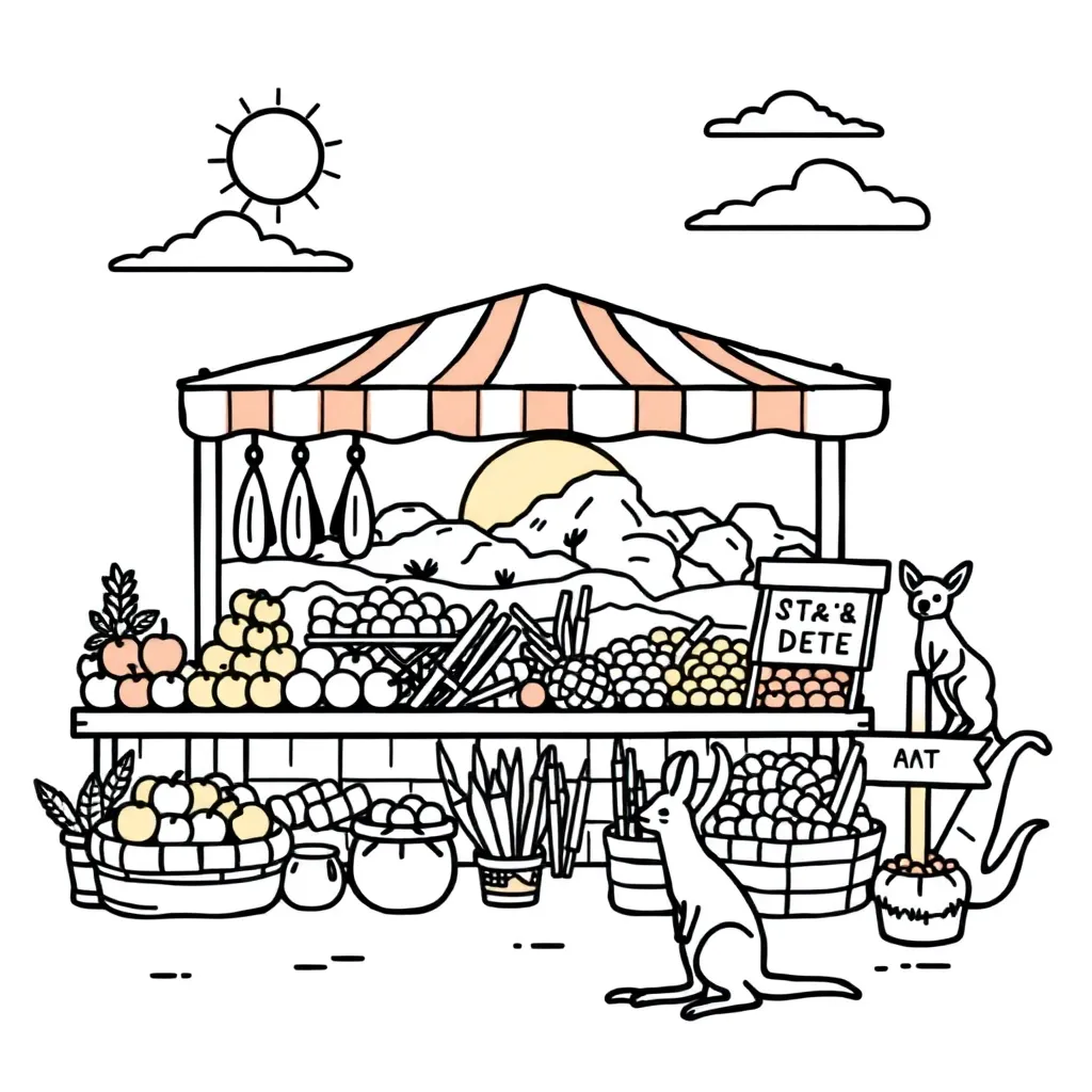 Market stall with fruits and vegetables