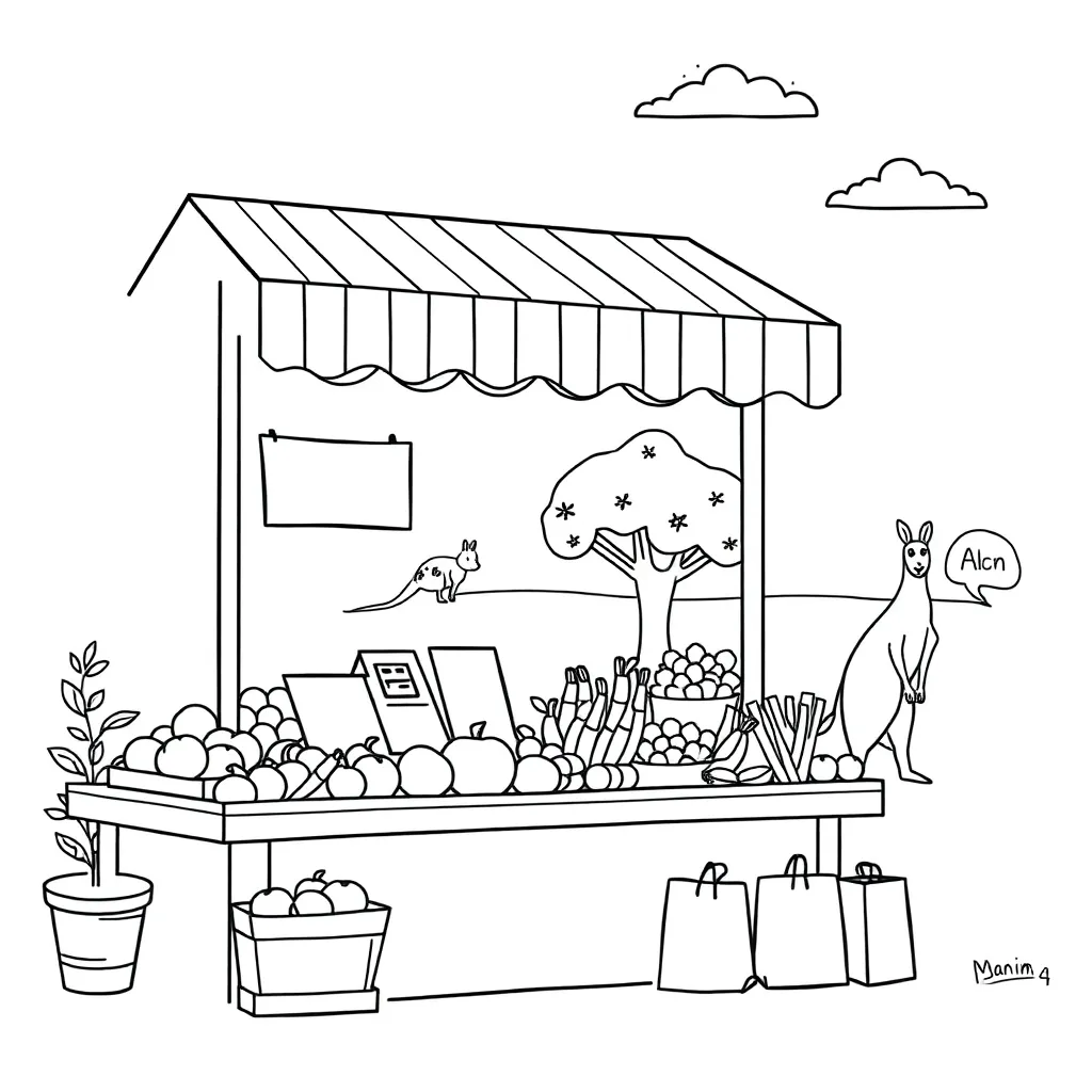 Market stall with fruits and vegetables