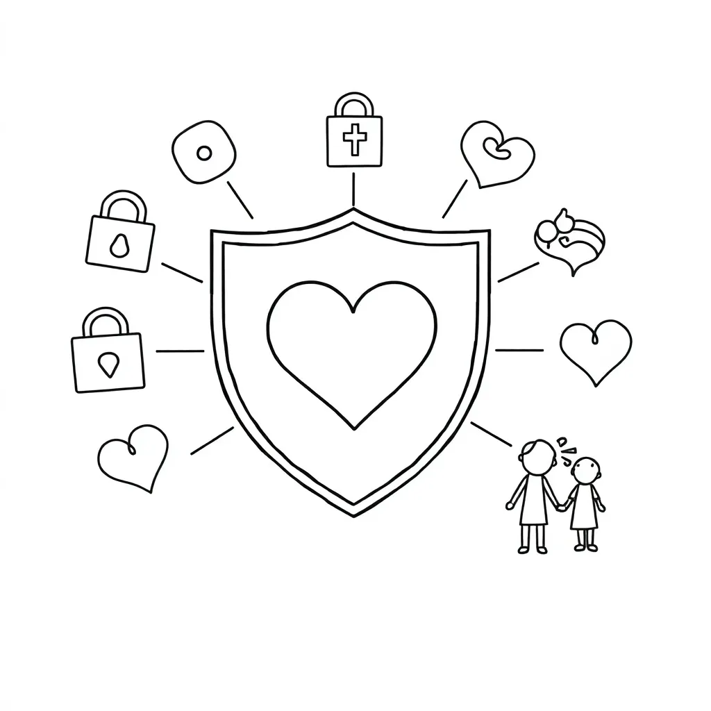 Safeguarding shield with protective hands