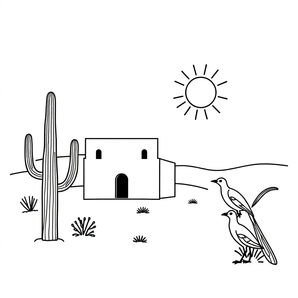 New Mexico map with historical symbols