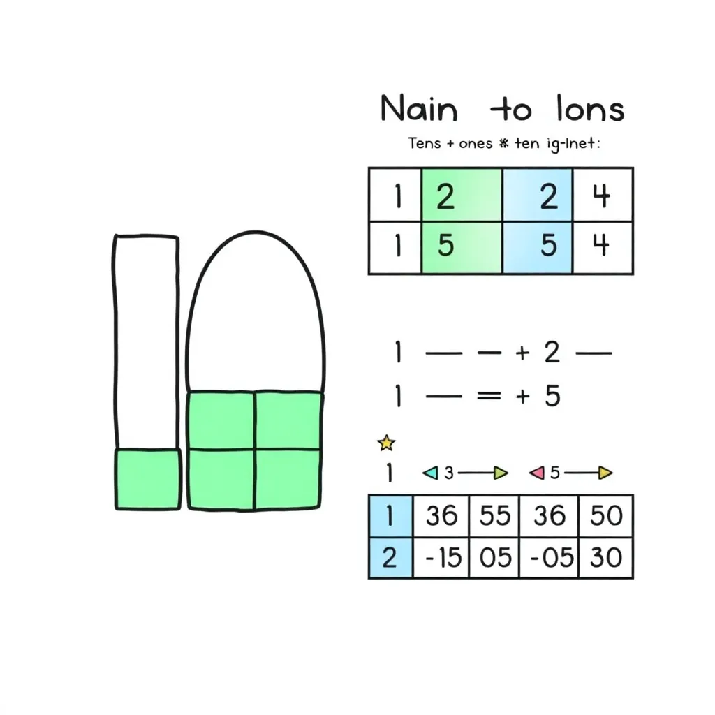 Base-ten blocks showing tens and ones