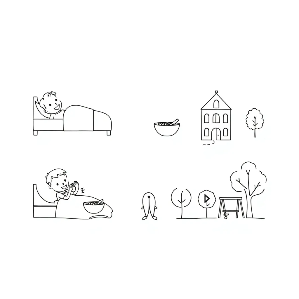 Clock and daily activities illustration