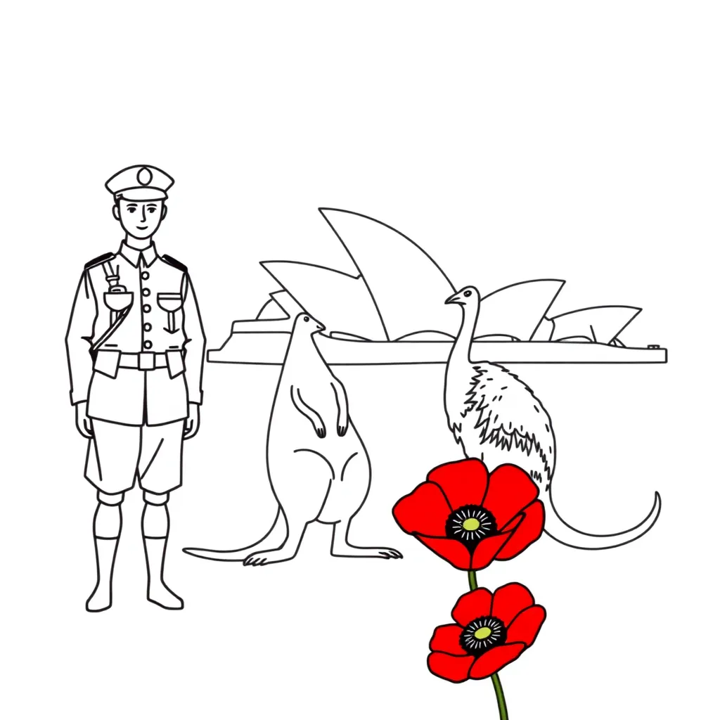Australian war memorial with flag