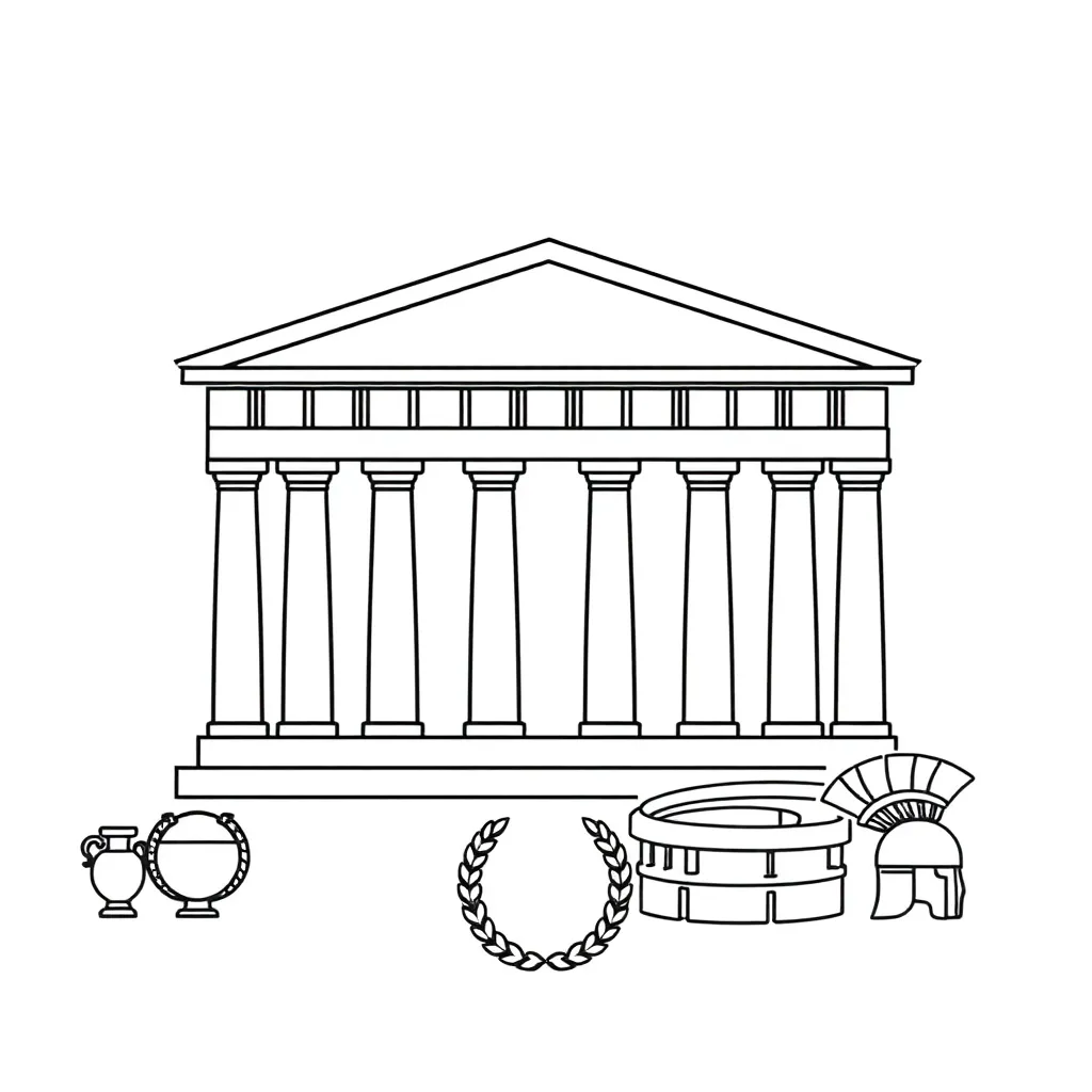 Ancient Greek and Roman architecture illustration