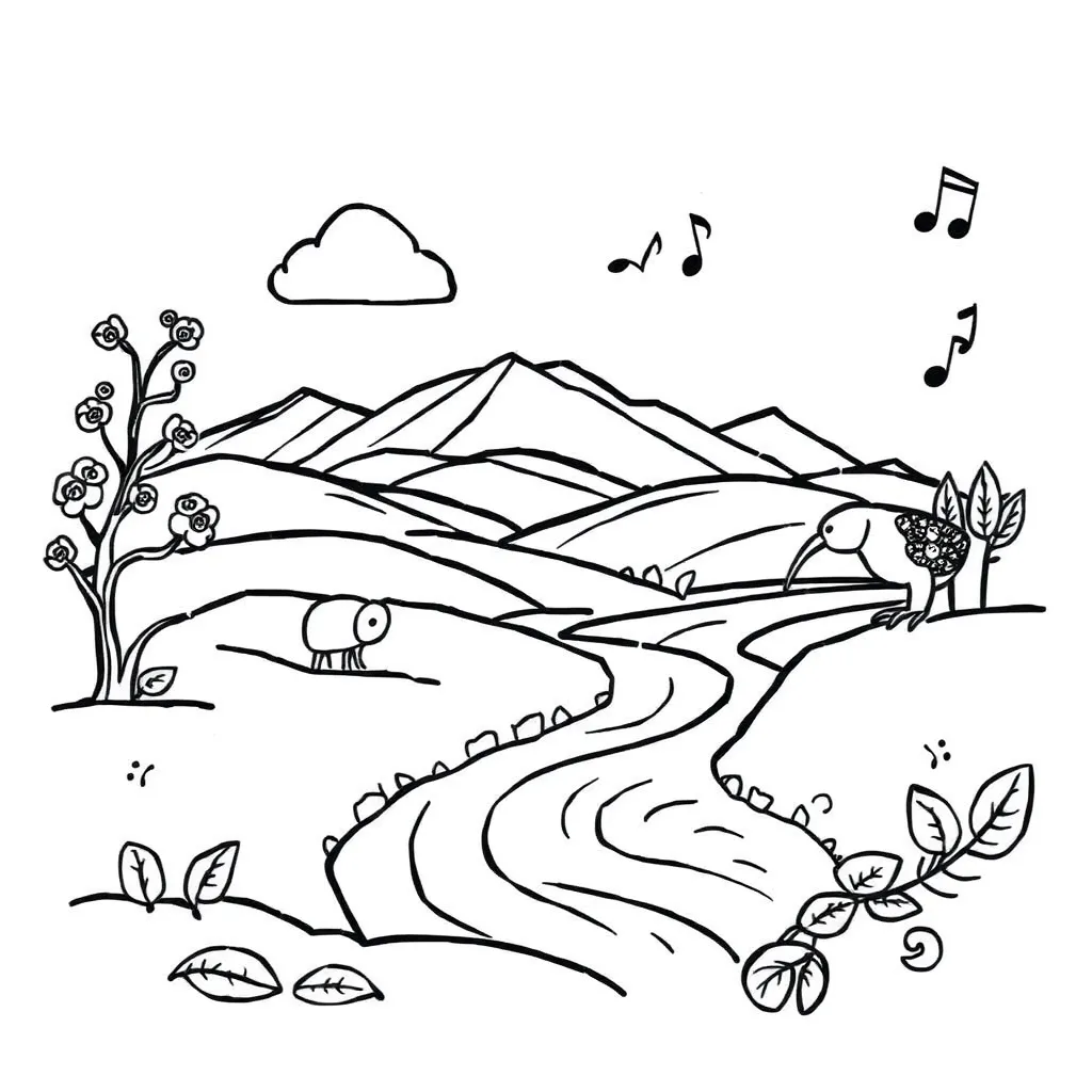 Poetry books and musical notes illustration