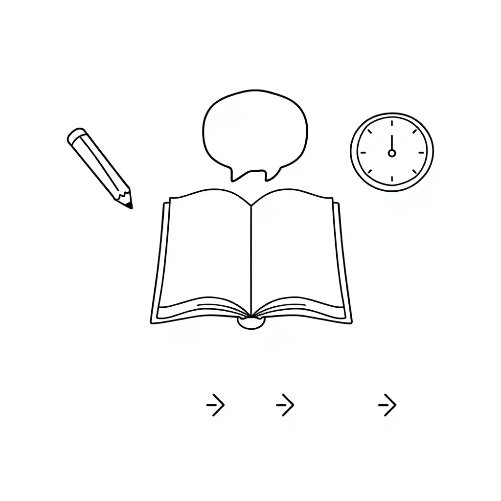 Student speaking and writing illustration