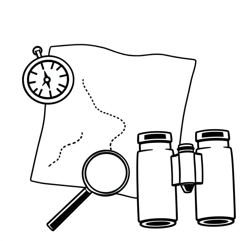 Various types of maps and measuring tools