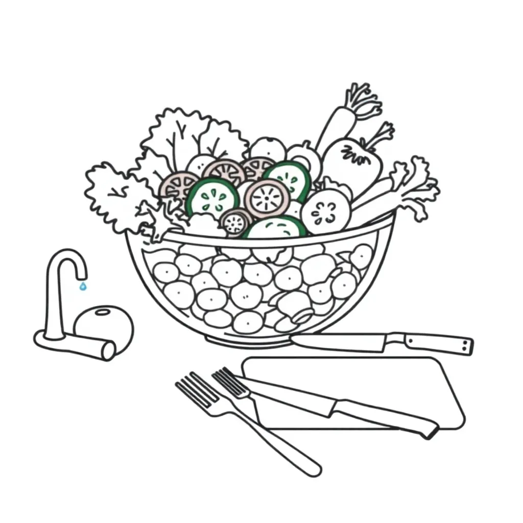Salad making illustration