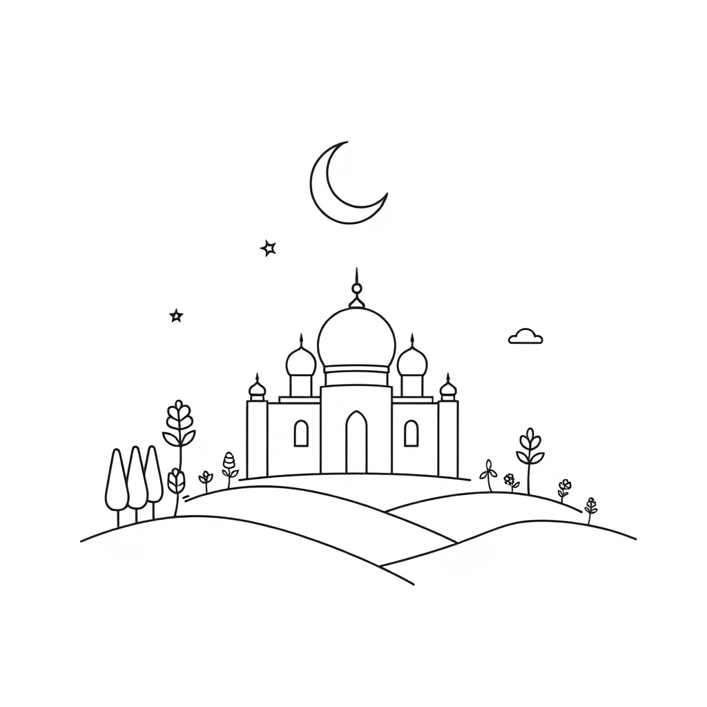 Islamic crescent moon and star symbol