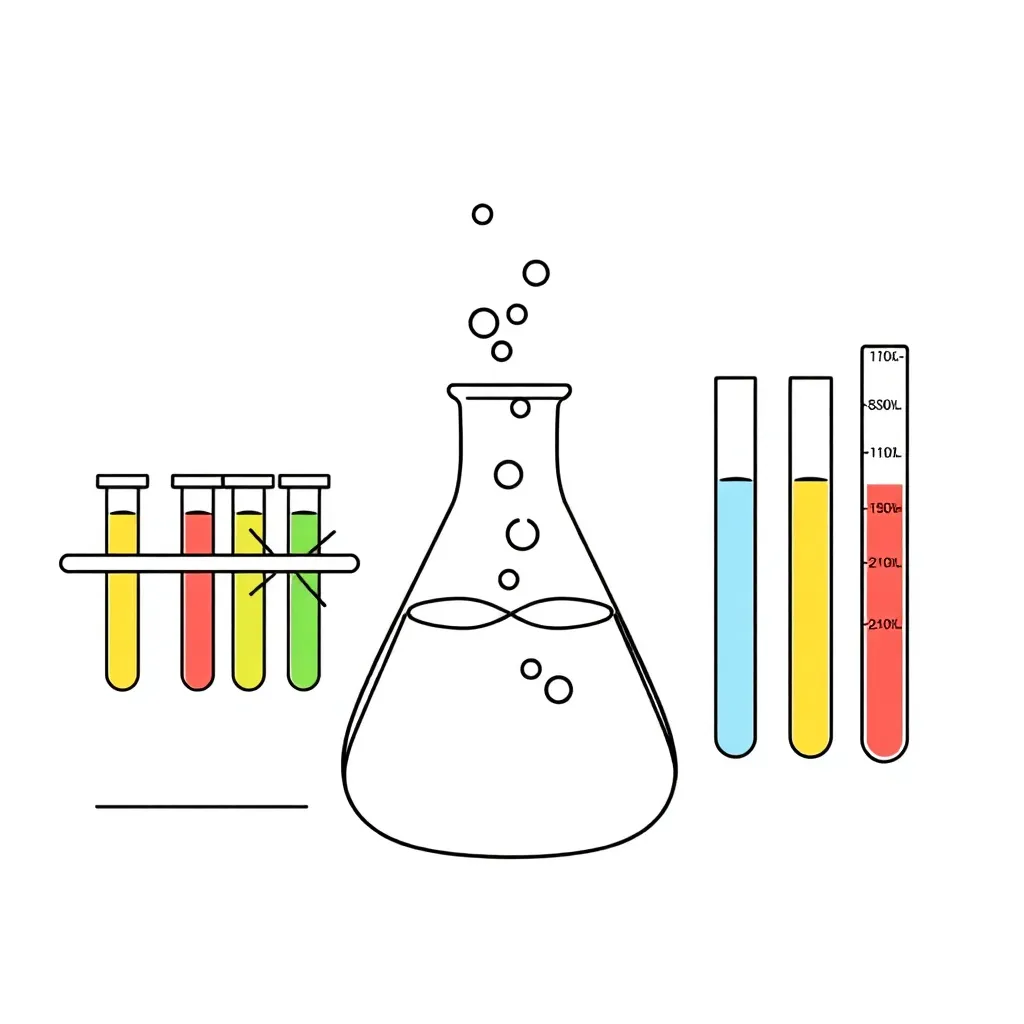 Buffer solution beakers and pH meter