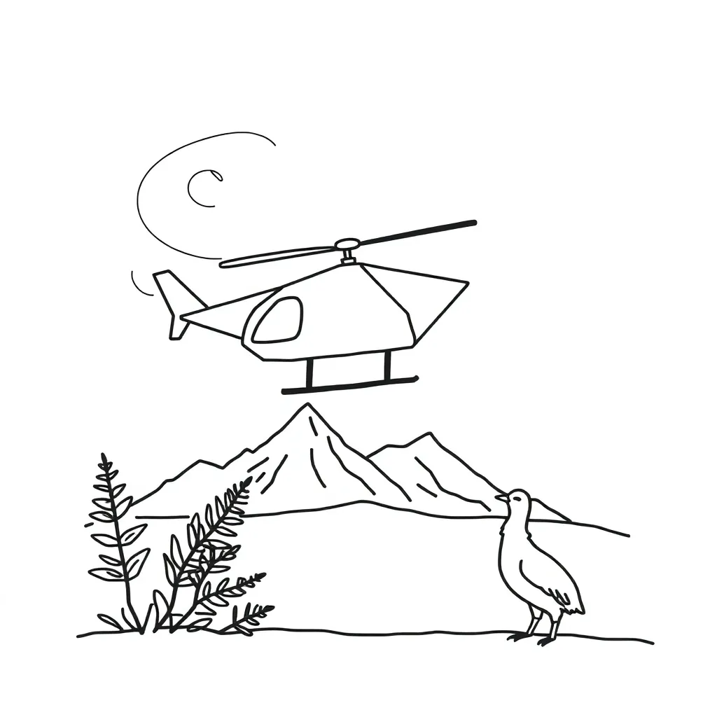 Paper helicopter with forces diagram
