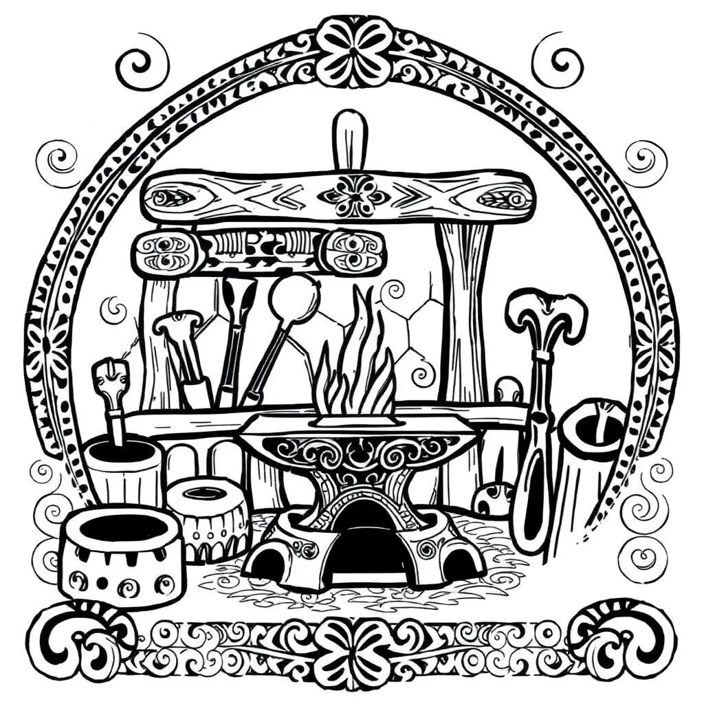 Medieval blacksmith working with iron and bronze