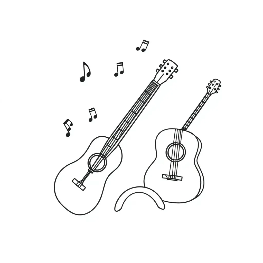 Musical notes and instruments