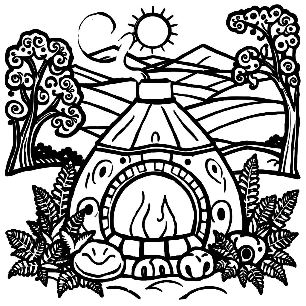 Clay oven dome construction illustration
