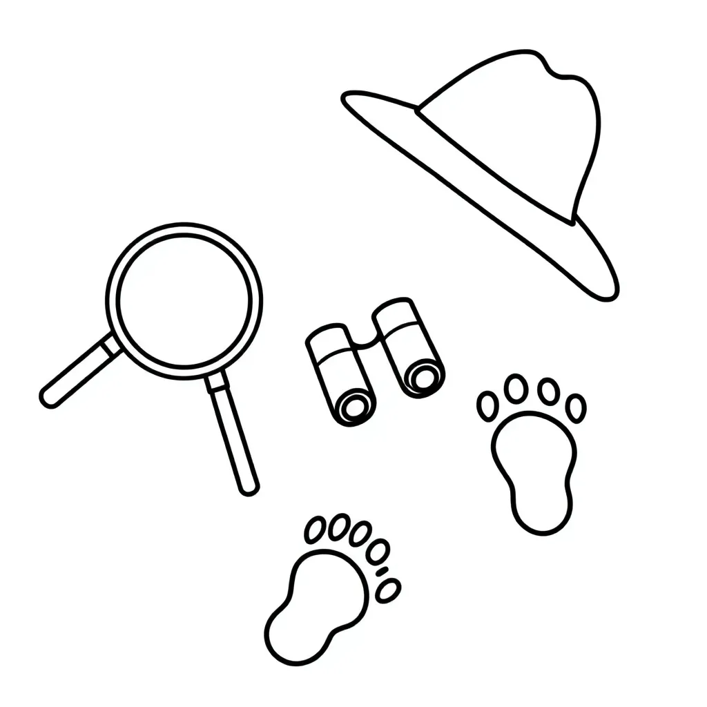 Detective with magnifying glass looking at shapes