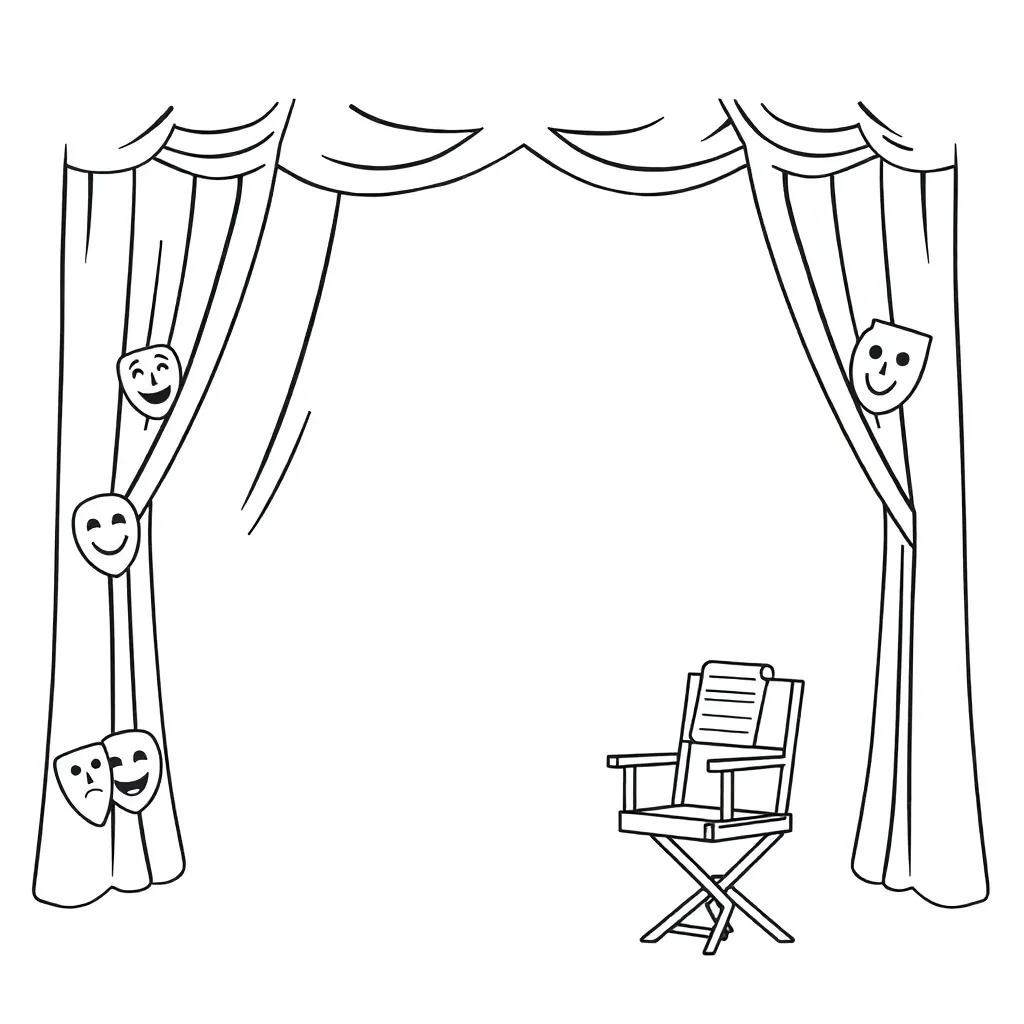 Theater masks and stage illustration