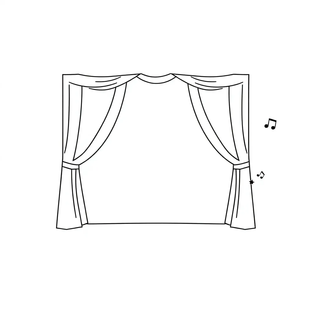 Theater masks and stage illustration