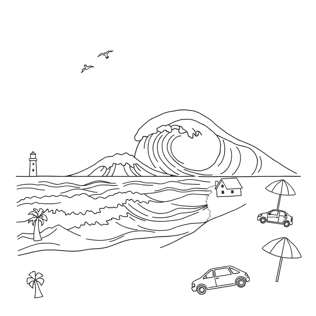 Tsunami wave illustration