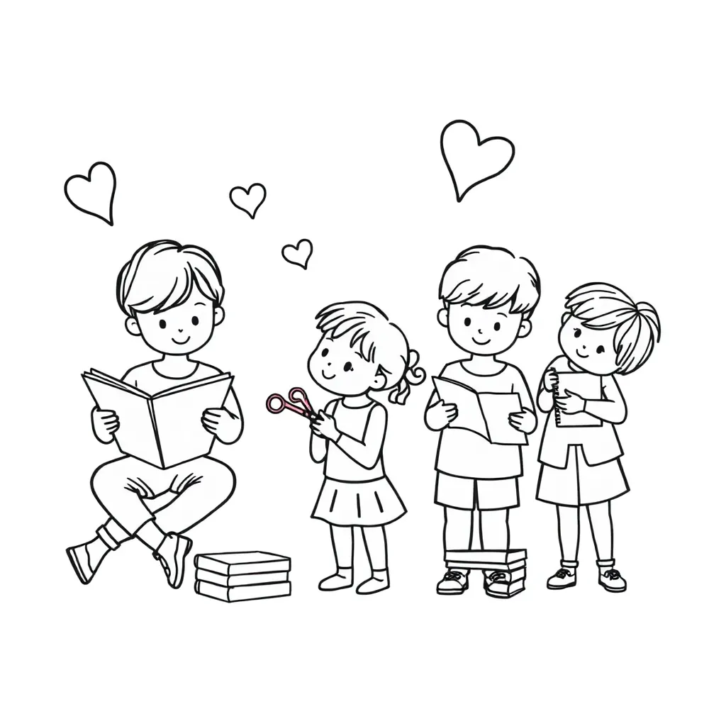 Books and vocabulary illustration