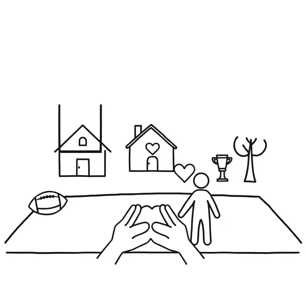 Football and family illustration