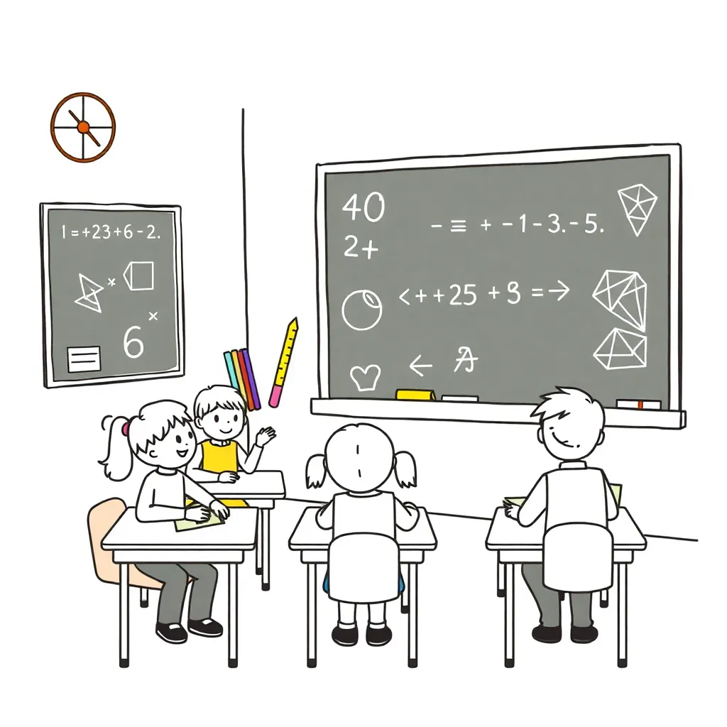 Calculator and math symbols illustration