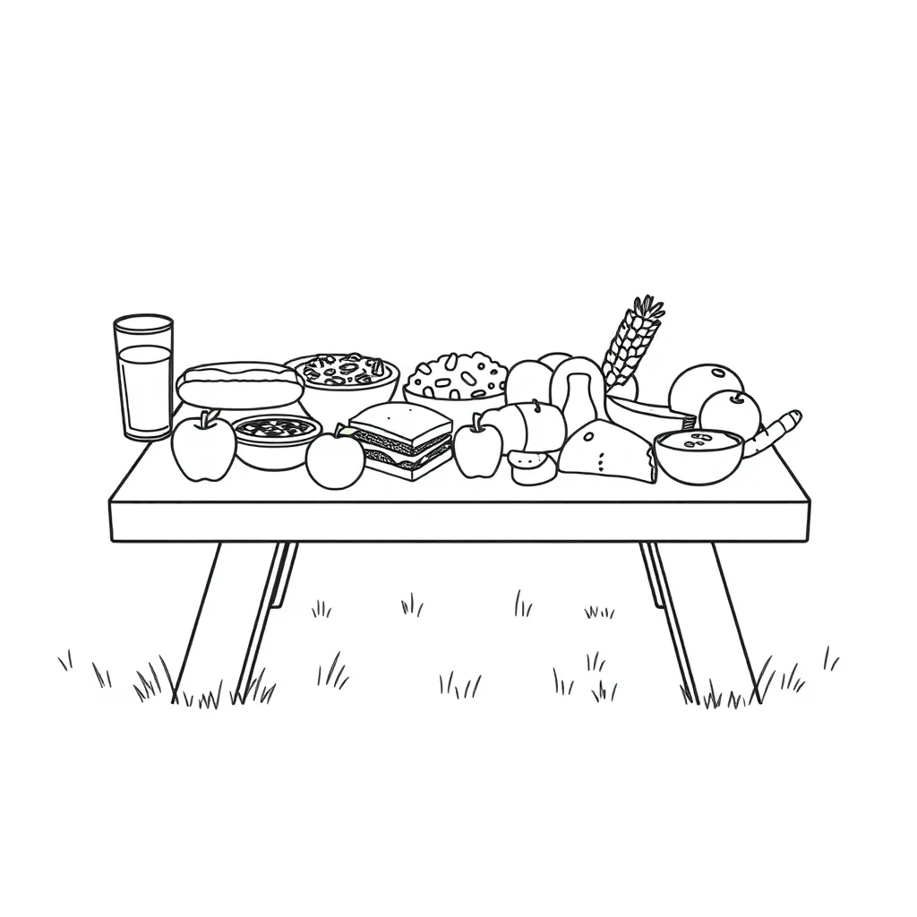 Various foods on a table