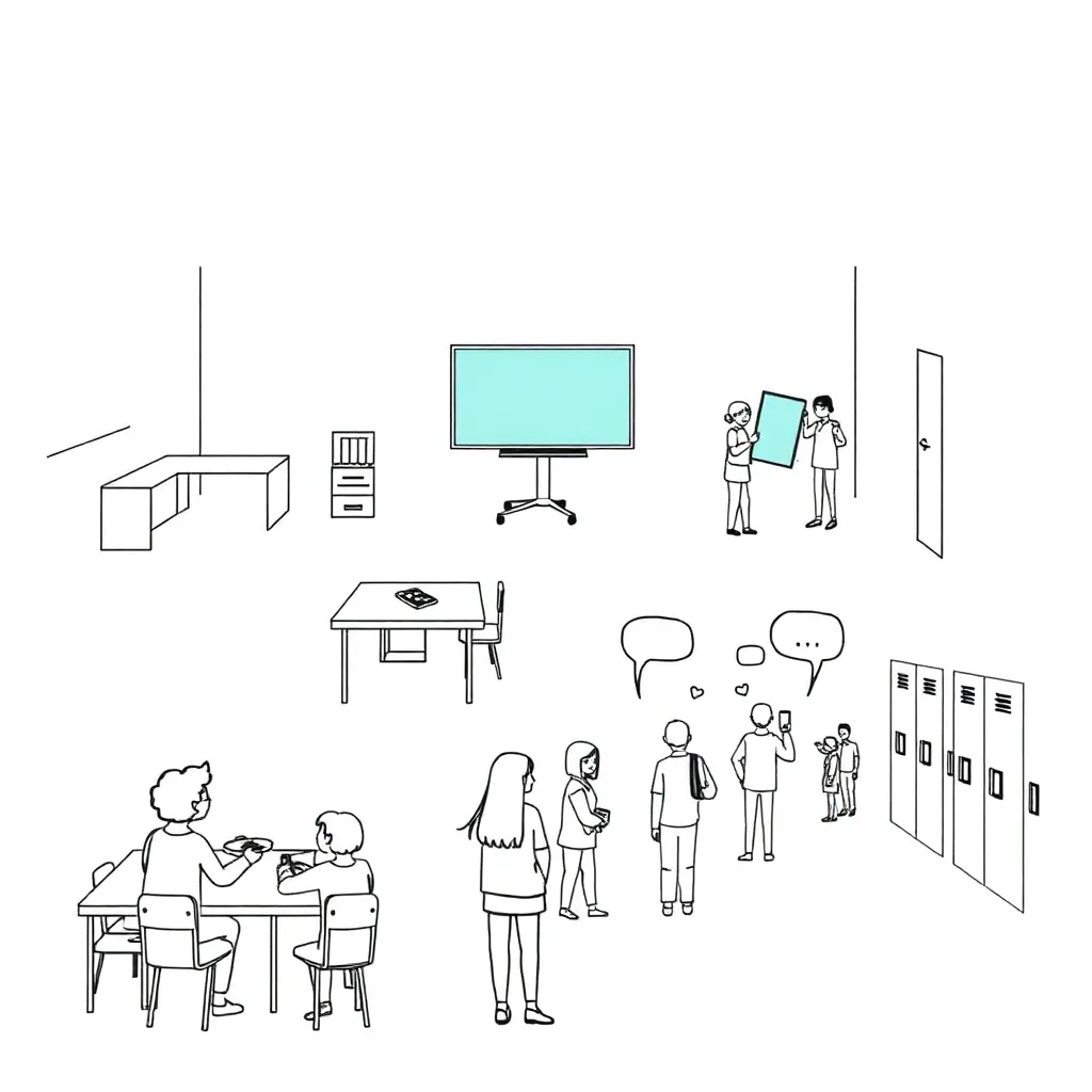 Students having conversations in school