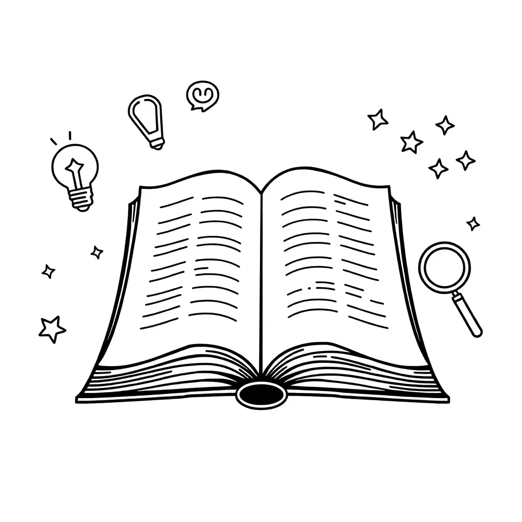 Books and vocabulary words illustration