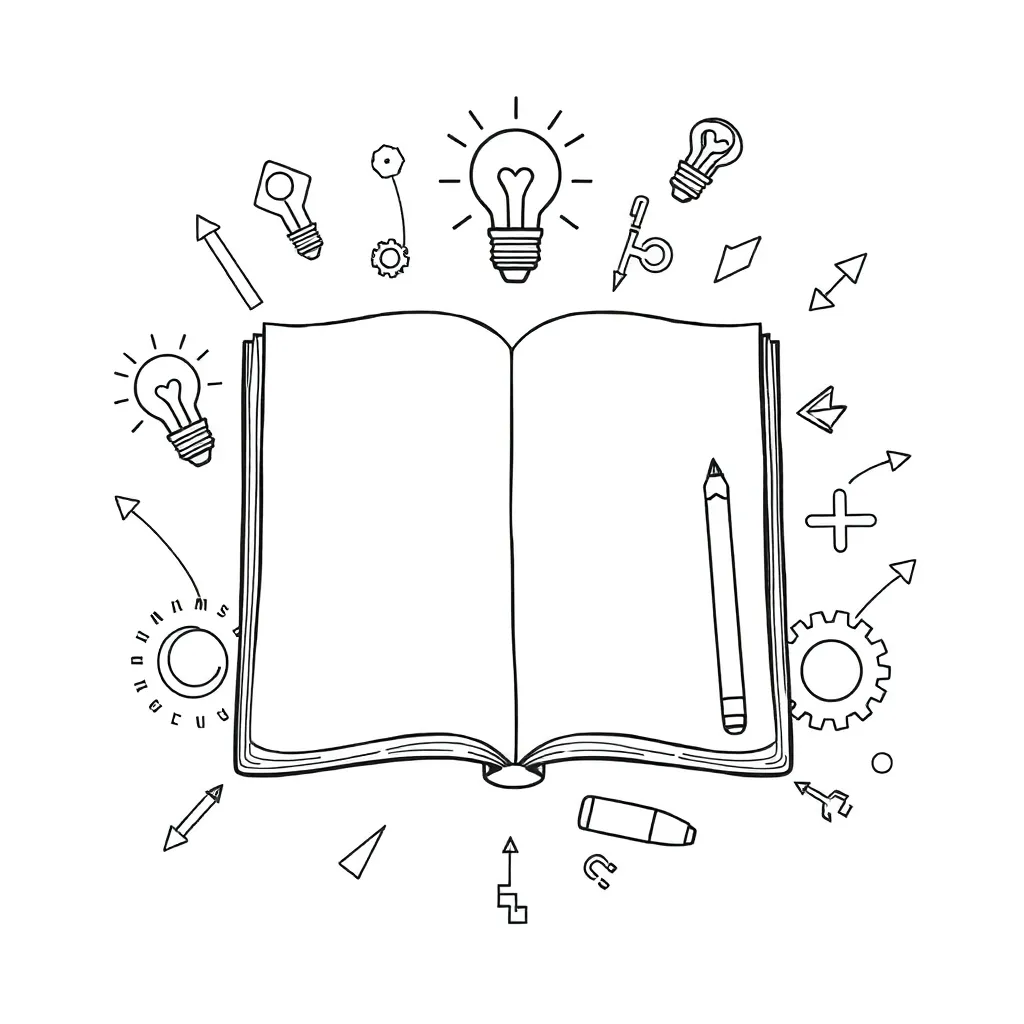 Student writing with organized notes
