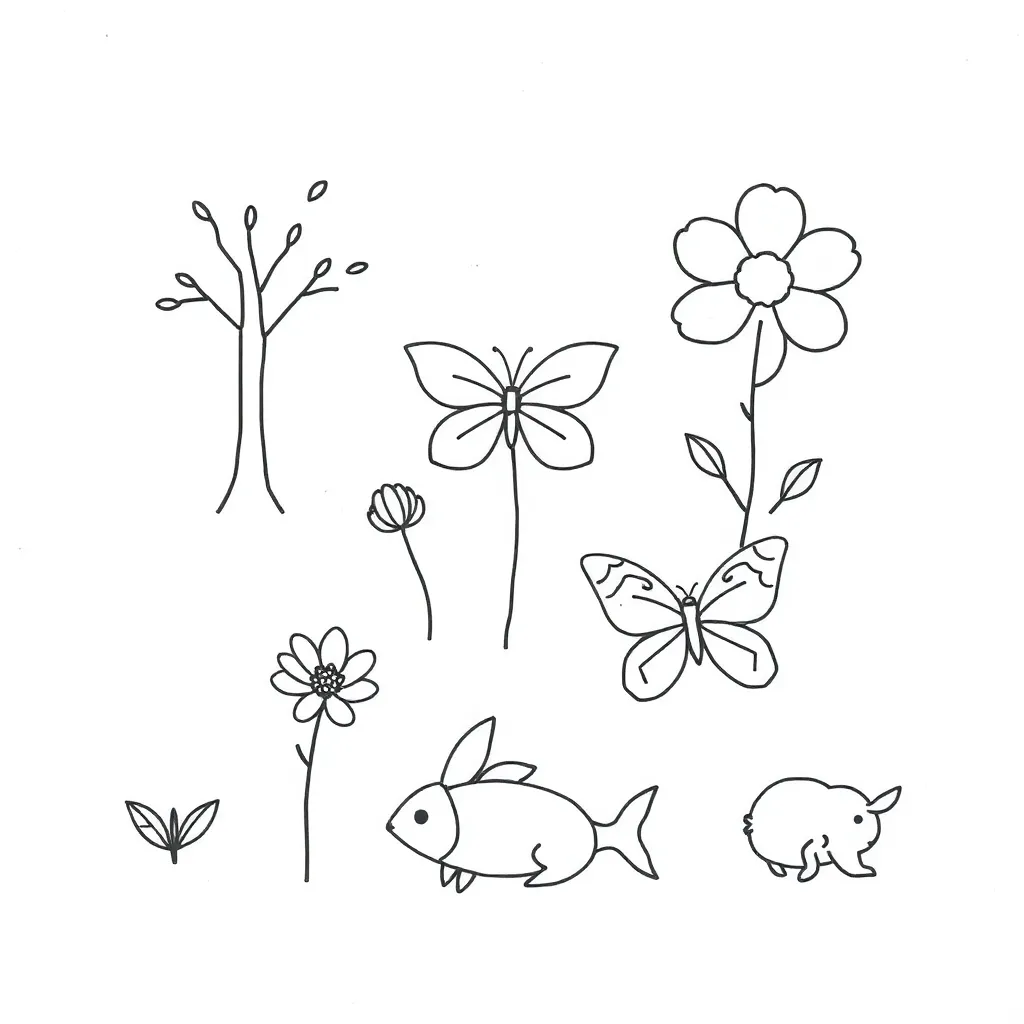 Plant and animal parts illustration