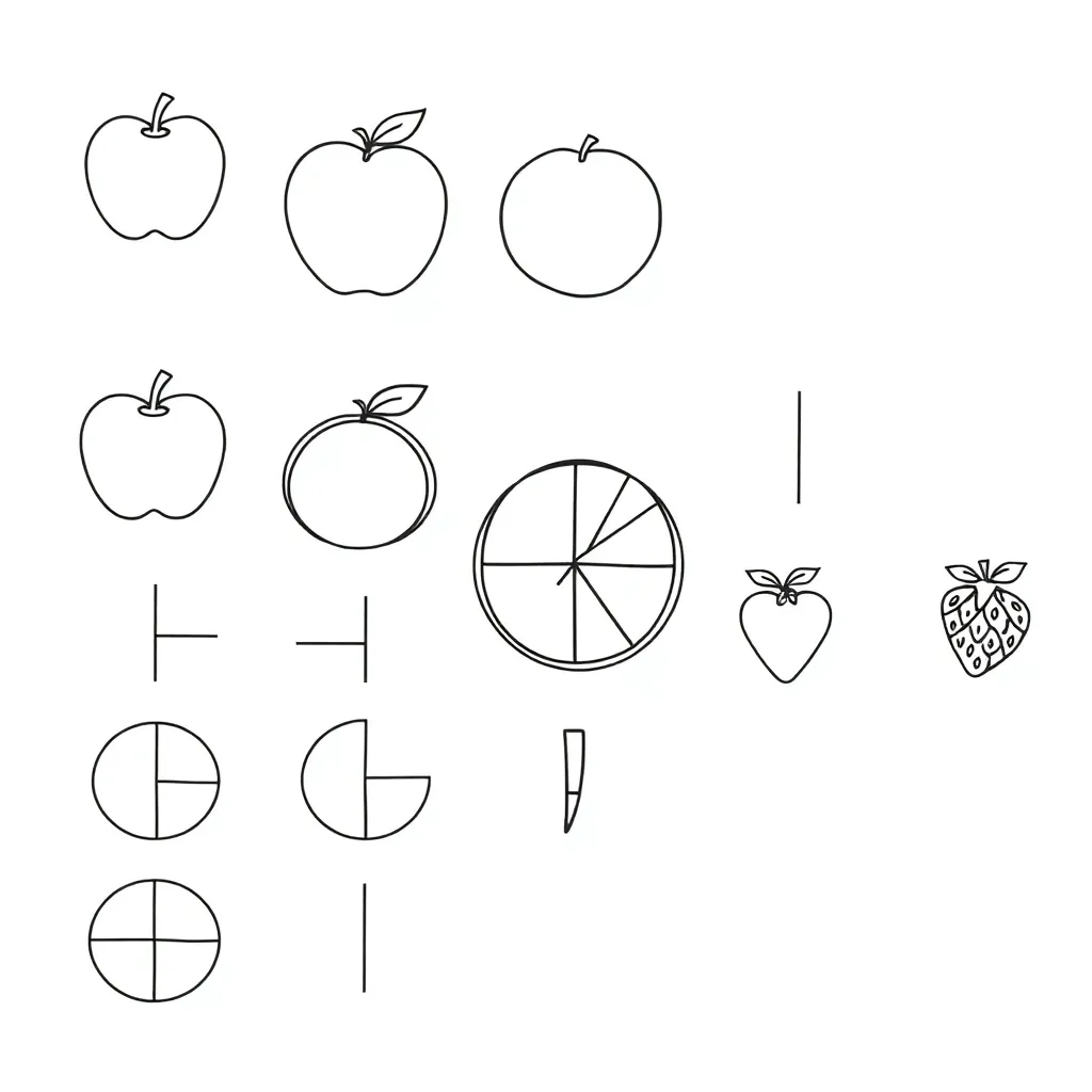 Fraction circles and bars illustration