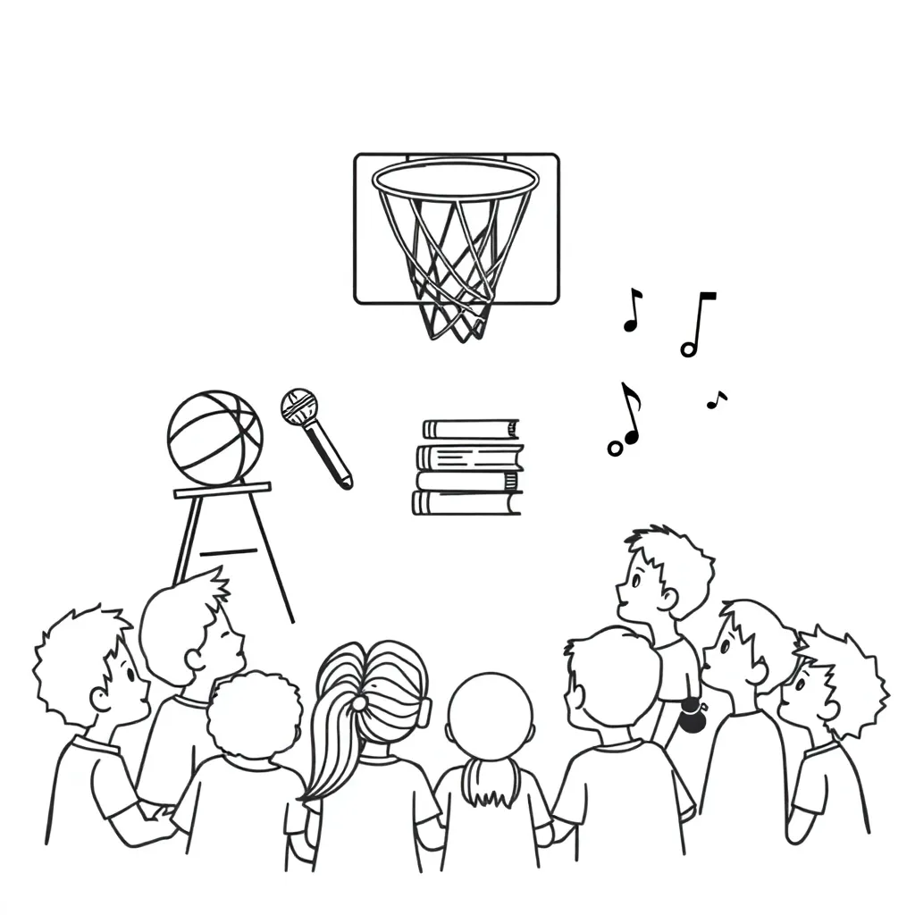 Basketball player shooting a slam dunk